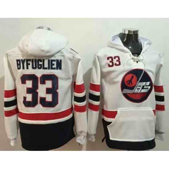 Men Winnipeg Jets 33 Dustin Byfuglien White Name  26 Number Pullover NHL Hoodie